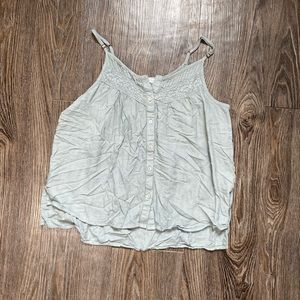 Light blue and green (ish) tank top with buttons